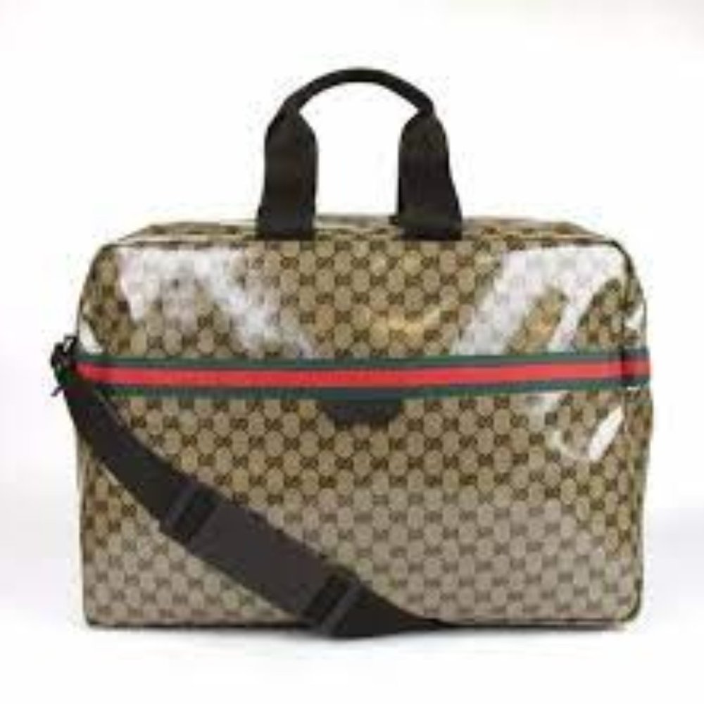 Gucci #374770 GG Crystal Canvas Large Duffel/Travel, Carry On Bag
